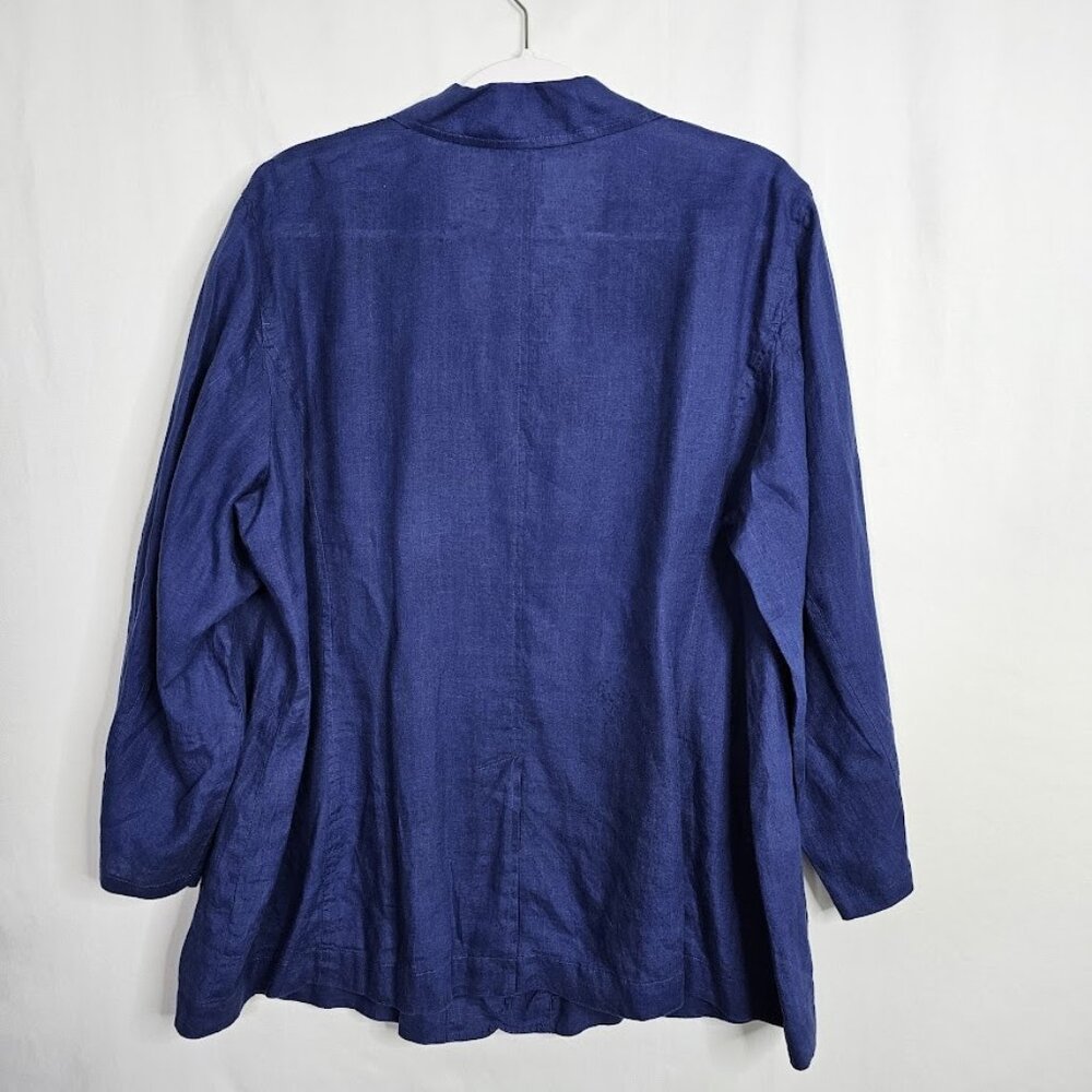 EILEEN FISHER Lightweight 100% Linen Blazer Jacket NAVY BLUE Plus size 1X Summer - Picture 7 of 7